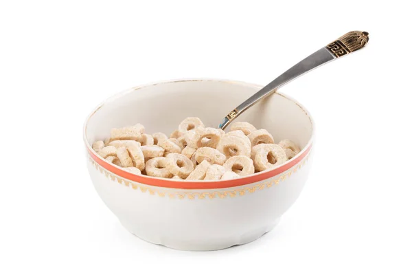 玉米戒指早餐在一个碗在白色背景孤立 — 图库照片