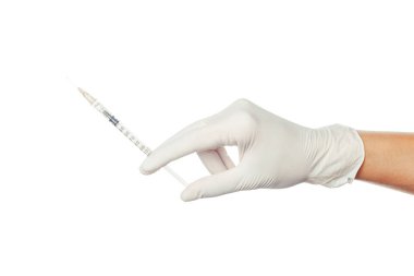 beyaz doktor el tıp tutan cerrahi eldiven steril