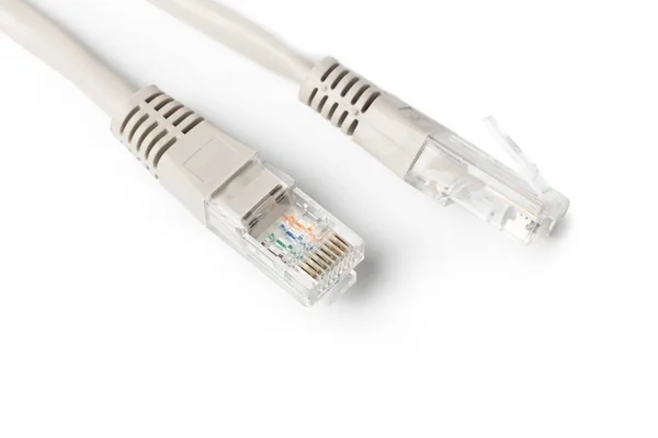 白で隔離ネットワーク ケーブルのクローズ アップ — ストック写真