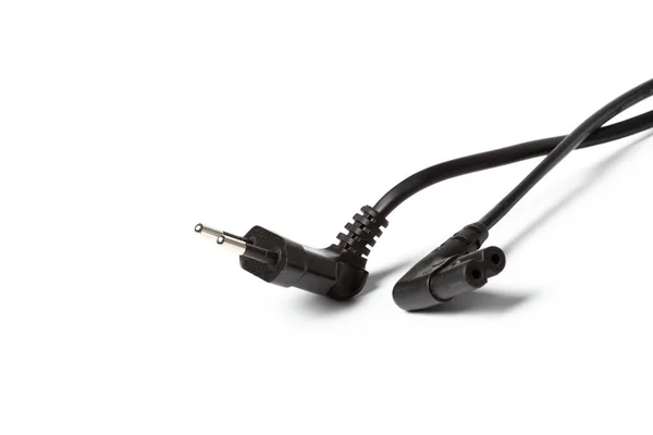 Black Power Cable Plug Socket Isolated White — Stock Photo, Image
