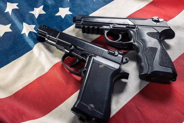 Pistola Colocada Bandera Americana — Foto de Stock