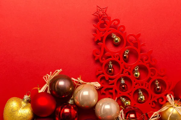 Natale Capodanno Composizione Con Decorazioni Natalizie — Foto Stock