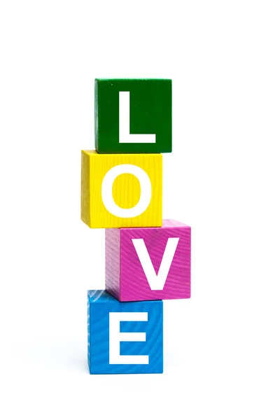 Ξύλινο Παιχνίδι Κύβοι Γράμματα Αγάπη — Φωτογραφία Αρχείου