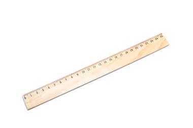 beyaz bir arka plan üzerinde izole ahşap cetvel