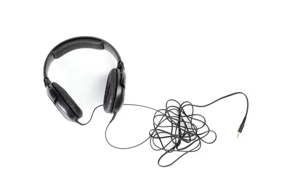 Black Headphones Isolated White — Stock Photo, Image