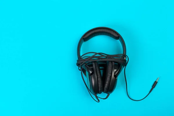 Headphones Blue Background — Stock Photo, Image