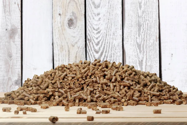 Wooden Pellets Wooden Table — Stock Photo, Image