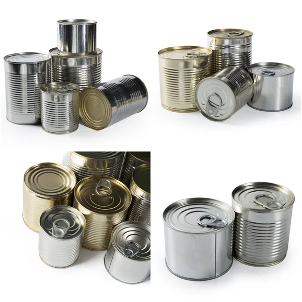 Stacked Cans Food Close View — Stock Photo, Image