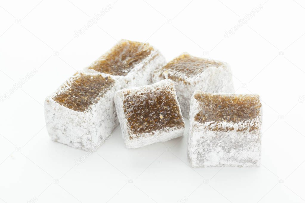 Tasty Turkish delight isolated on white