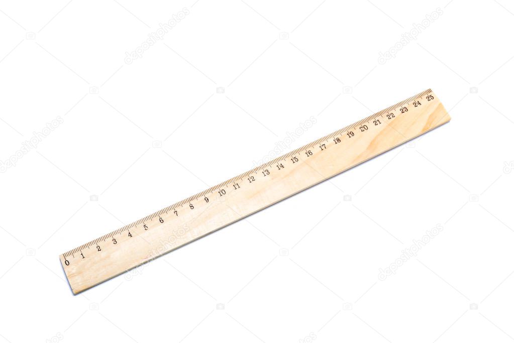 wooden ruler isolated over a white background