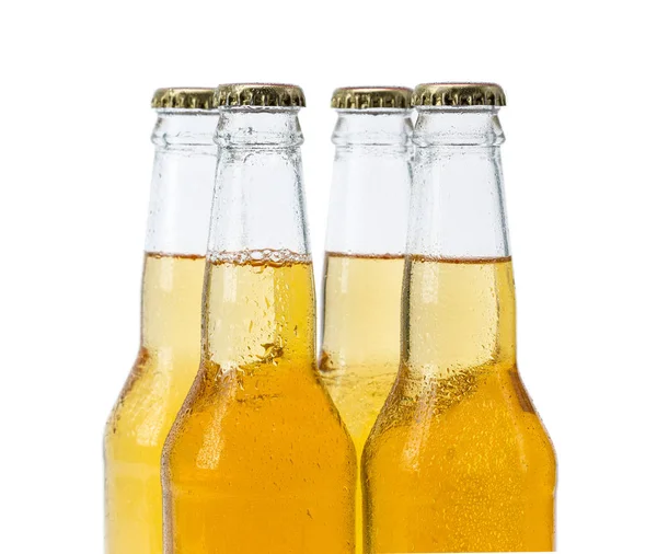 Σύνολο Μπουκάλια Μπύρας Που Απομονώνονται Λευκό Φόντο — Φωτογραφία Αρχείου