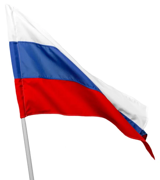 Flaga Rosji Macha Białym Tle — Zdjęcie stockowe