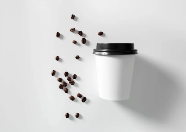 Tasse Kaffee Auf Weiß Vorhanden Branding Element — Stockfoto