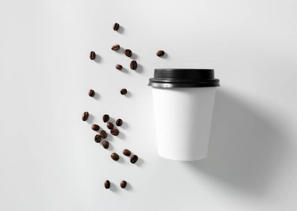 Cup of coffee on white. Branding element