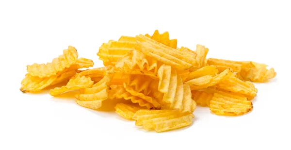 Gul Potatis Chips Isolerad Vit Bakgrund — Stockfoto