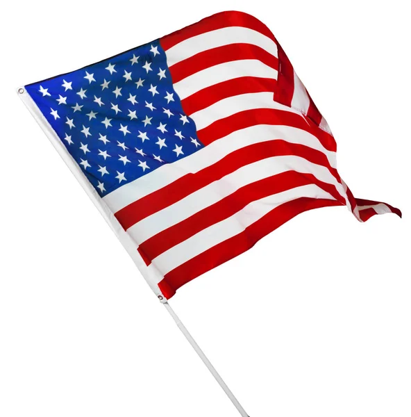 Αμερικανική Σημαία Που Απομονώνεται Λευκό Φόντο — Φωτογραφία Αρχείου