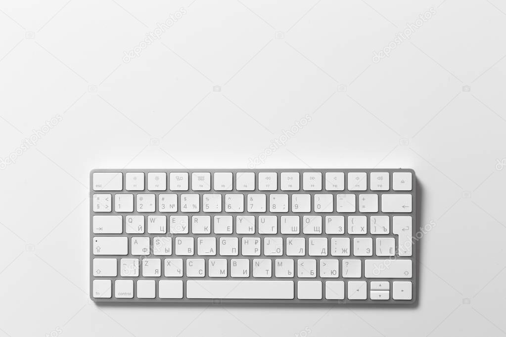Office table with keyboard Isolated on white background