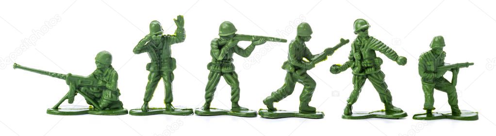 Collection of traditional toy soldiers isolated on white 