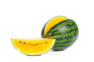 Beyaz arkaplanda sarı karpuz