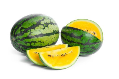 Beyaz arkaplanda sarı karpuz