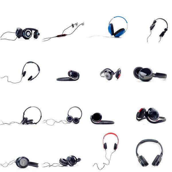 Set Headphones Isolated White Background Close — Stock Photo, Image