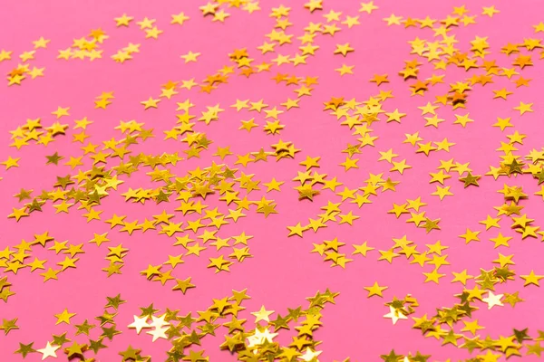 Estrellas Doradas Confeti Cerca — Foto de Stock