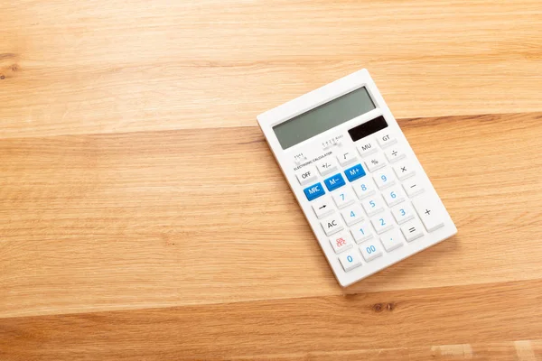 Közelkép Fából Készült Asztali Fehér Kalkulátor — Stock Fotó