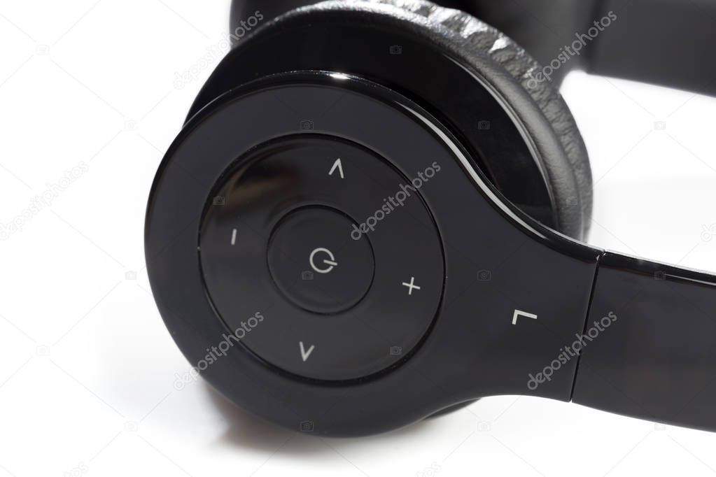 Wireless modern  headphones closeup 