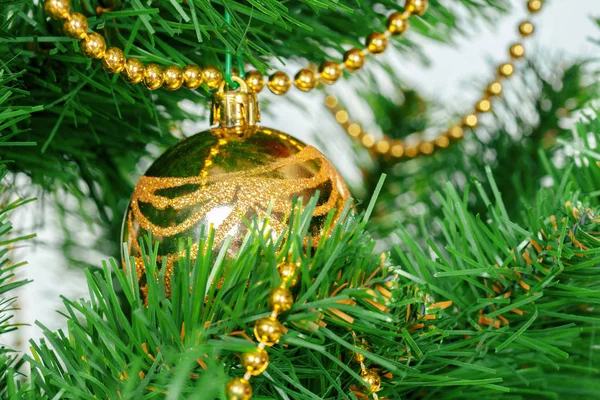 Julgran Med Ornament Närbild — Stockfoto