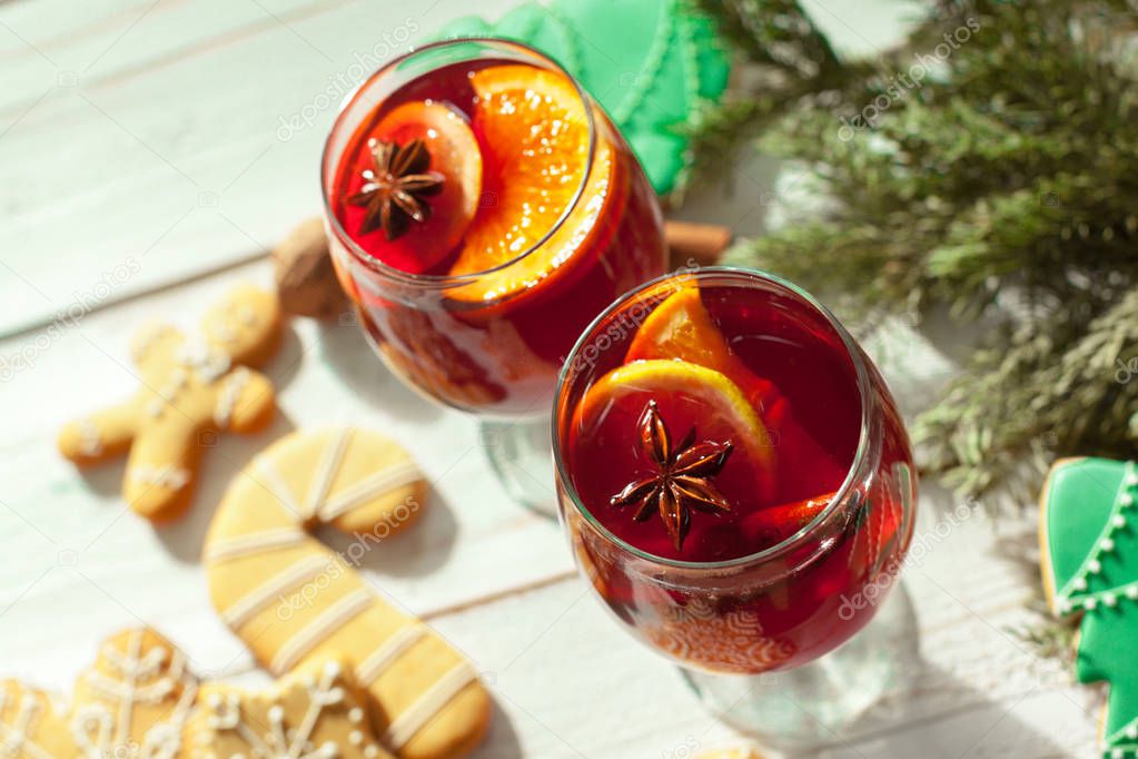 Christmas mulled wine, close-up view 