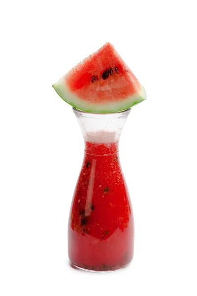 Vattenmelon Dryck Glas Med Slice Isolerad Vit — Stockfoto
