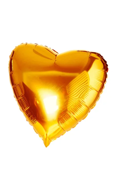 Золота Велика Металева Куля Серця Ізольована Білому — стокове фото