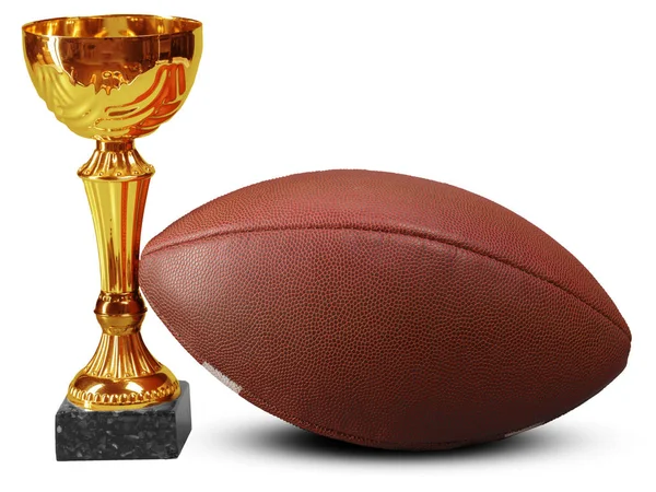 American Football Ball Und Trophäe — Stockfoto