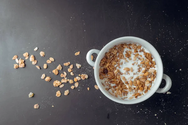 Повышенный Вид Здоровый Завтрак Мюсли — стоковое фото