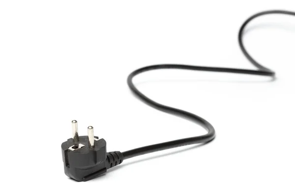Black Power Cable Plug Socket Isolated White Background Close — Stock Photo, Image