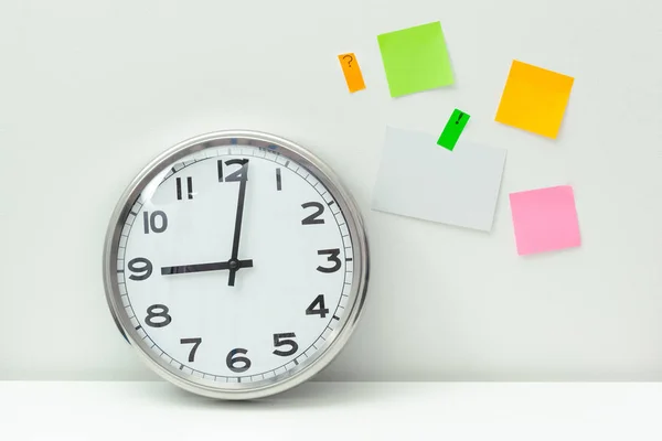 White Clock Stickers Office Table — Stock Photo, Image