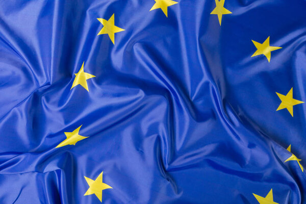 close up view of wavy flag of European Union