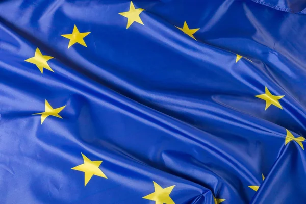 Zbliżenie Falisty Flaga Unii Europejskiej — Zdjęcie stockowe