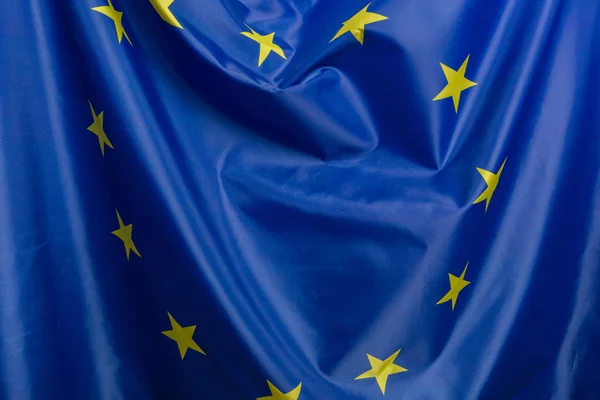 Vista Vicino Della Bandiera Sventolata Dell Unione Europea — Foto Stock