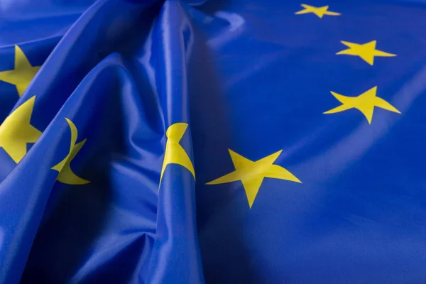 Close Van Golvende Vlag Van Europese Unie — Stockfoto