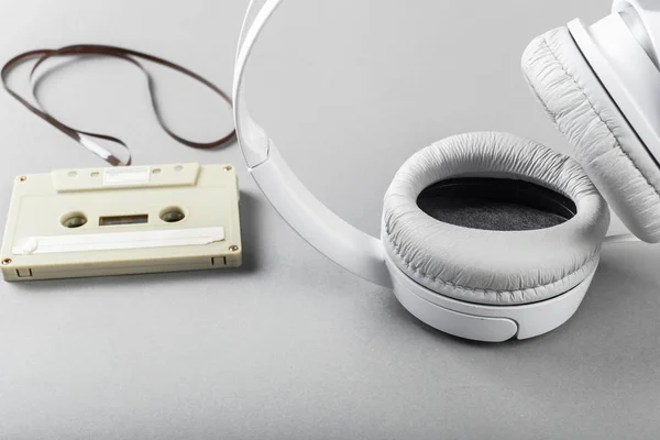 high angle view of White headphones on white background