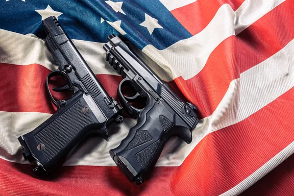 Armas Fuego Bandera Americana Primer Plano — Foto de Stock