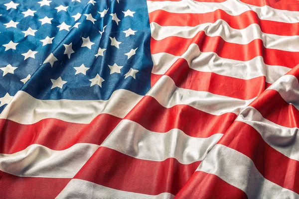 Closeup Brilhante Babados Bandeira Americana — Fotografia de Stock