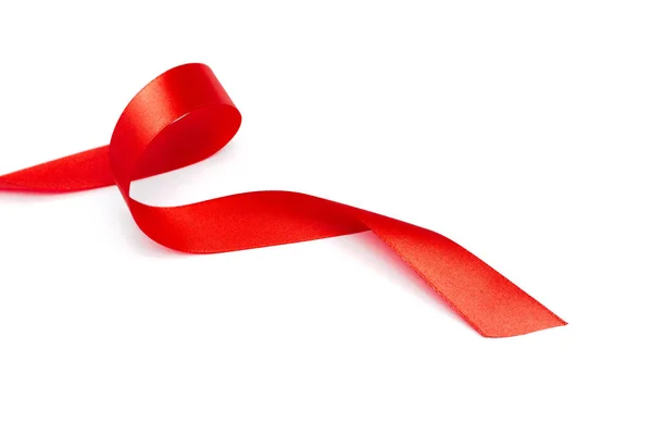 Red Ribbon Isolated White Background Close — Stock Photo, Image