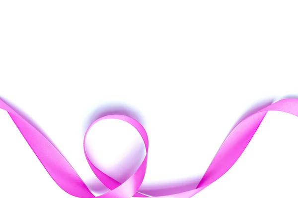 Pink Ribbon Isolerade Vit Bakgrund Närbild — Stockfoto