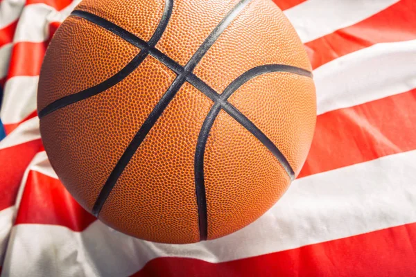 Basketbal Bal Amerikaanse Vlag Close — Stockfoto