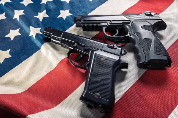 Armas Fuego Bandera Americana Primer Plano — Foto de Stock