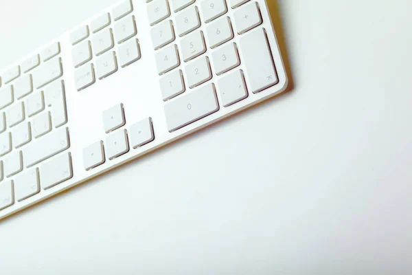 Закрыть Вид Клавиатуры Компьютера Белом Фоне — стоковое фото