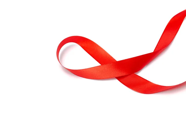 Red Ribbon Isolated White Background Close — Stock Photo, Image