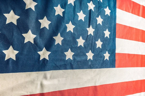 Closeup Brilhante Babados Bandeira Americana — Fotografia de Stock